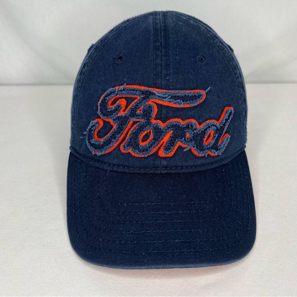 Child's Navy Blue and Orange Ford Script Logo Baseball Hat.
